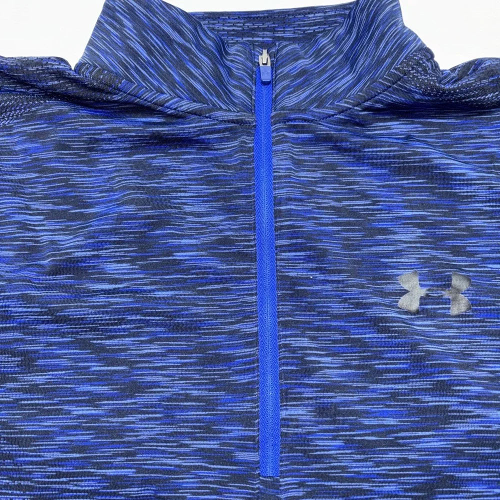 Under Armour‎  1/4 zip shirt Lg Blue Black Fitted Heatgear Performance